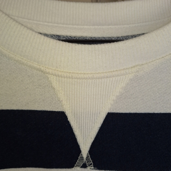 Time&Tru French Terry Oversized Top SzXL Long Sleeve Navy/Creme Banded Cuff/Hem - Picture 5 of 11